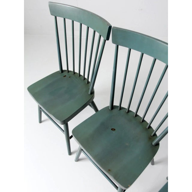 Wood Vintage Painted Pine Dining Chairs Set 4 For Sale - Image 7 of 13