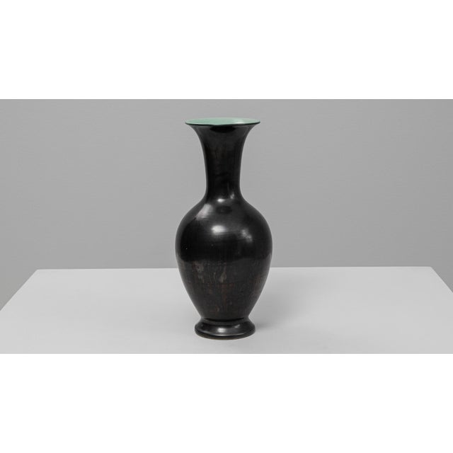 20th Century German Mid-Century Modern Black Ceramic Vase For Sale - Image 11 of 18
