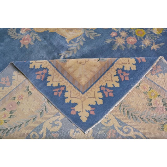 Vintage Chinese Art Deco Hand Knotted Wool,11'9'' X 14'8'' For Sale In New York - Image 6 of 6