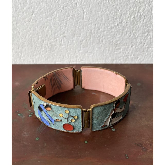 Mid-Century Modern Enamel Link Bracelet with Cloisonné Geishas by Albert Gustav Bunge, Germany, 1950s For Sale - Image 6 of 9