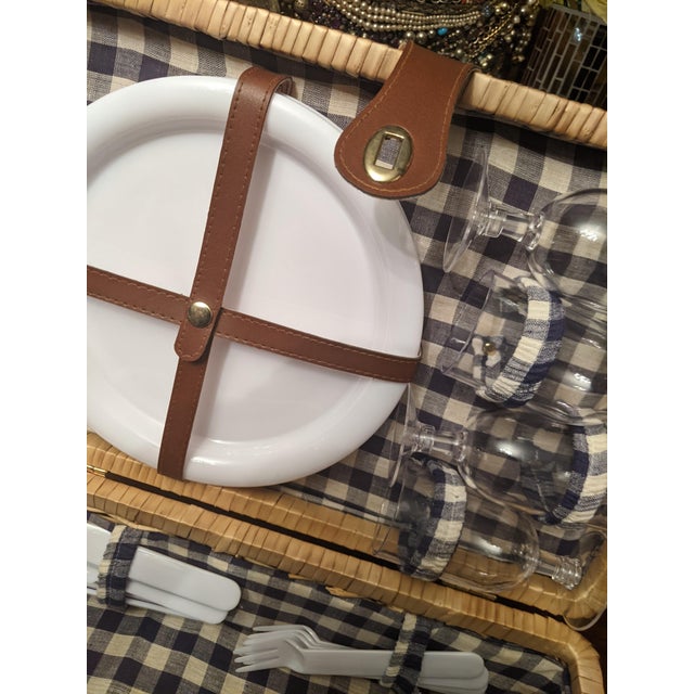 Vintage Wicker Picnic Basket Set for Two Chairish