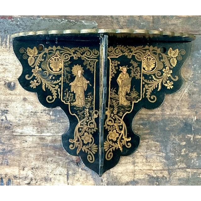 Black Vintage Asian Chinoiserie Folding Bracket For Sale - Image 8 of 8