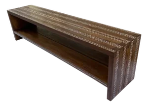 Andrianna Shamaris Shell Inlaid Teak Wood Console Table