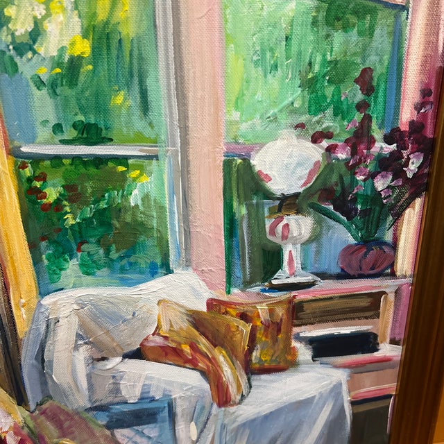 1990s Oil on Canvas American School Impressionist Signed Framed Depicting Old Interior For Sale - Image 4 of 9