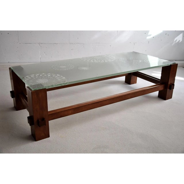 Wood Model 2461 Glass and Beech Coffee Table by Max Ingrand for Fontana Arte, 1960s For Sale - Image 7 of 15