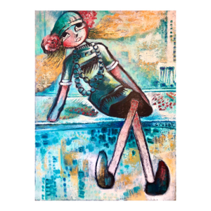 Roger CrusatLarge French Expressionist Oil Painting, Girl, Poupèe, the Doll, Ecole de Paris
