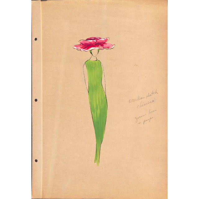 Sz: 17"H x 11"W Alexander Warren Montel (1921-2002) Fashion illustrator for House of Lanvin Paris in the 1950s featured in...