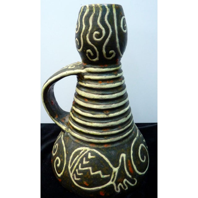 1970s Signed Mid-Century Modern Brutalist Romanian Studio Pottery Vase Pm 1413 For Sale - Image 5 of 8