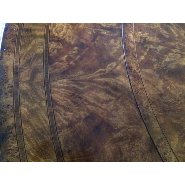 2000 - 2009 Gorgeous Theodore Alexander Essential Mahogany Flame Wood Round Extension Table- 57"round Extends to 82" Round For Sale - Image 5 of 12