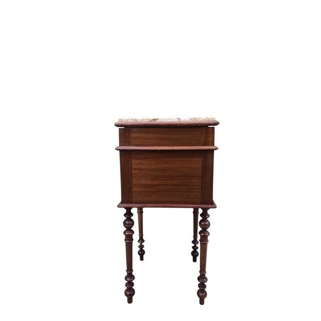 Wood Antique French Carved Ornate Marble Top Smoking Storage Table For Sale - Image 7 of 8