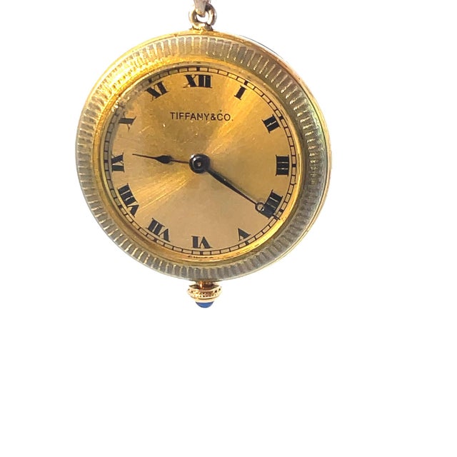 Metal Tiffany & Co. Vintage 18k Gold Floral Engraved Diamond and Enamel Pocket Watch For Sale - Image 7 of 7
