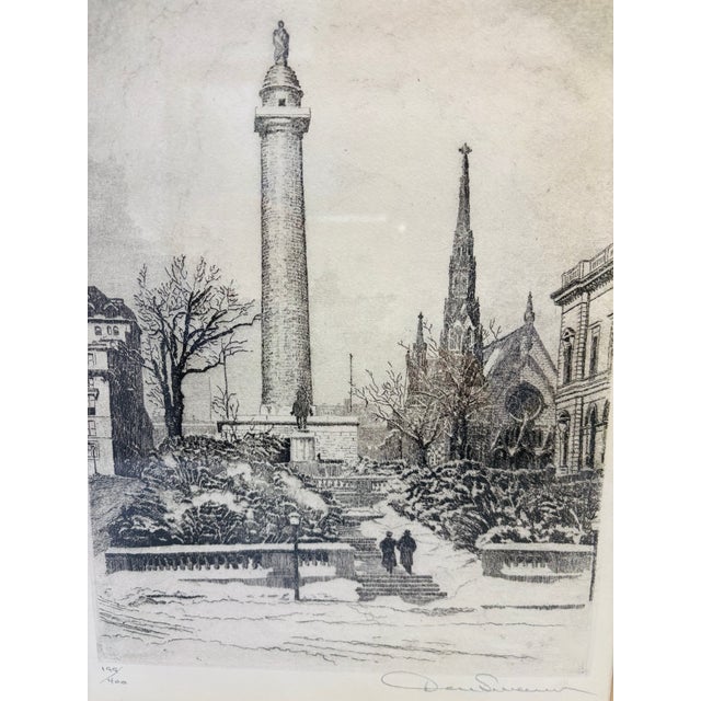 Traditional 1940s Don Swann (1889 - 1954) Original Etching 'Washington Monument in Winter' 199/400 For Sale - Image 3 of 12