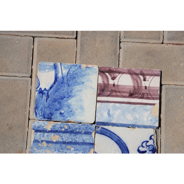 Baroque Antique 18th Century Portuguese Baroque Tiles With Decorative Borders & Landscape Elements, Set of 8 For Sale - Image 3 of 8
