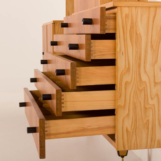 Mid-Century Floor to Celling Wall Unit in Teak and Ash, Czechoslovakia, 1960s For Sale - Image 11 of 18