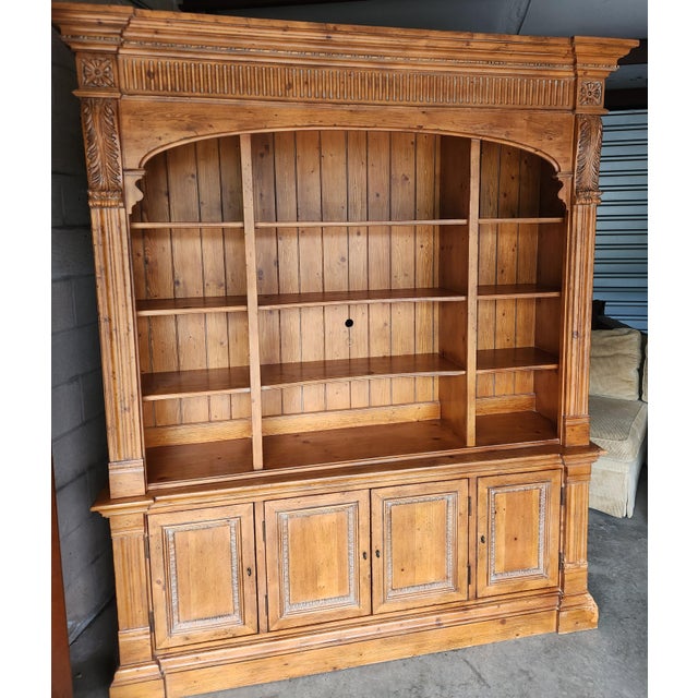 Huge Ethan Allen wooden bookcase / cabinet wall unit with impressive scale, traditional styling, and extensive storage and...