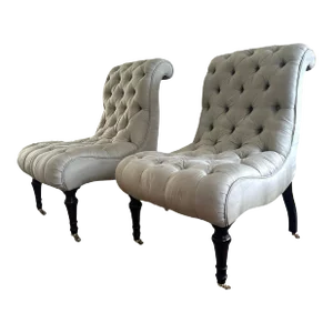 George Smith Brewster Tufted Chairs - a Pair