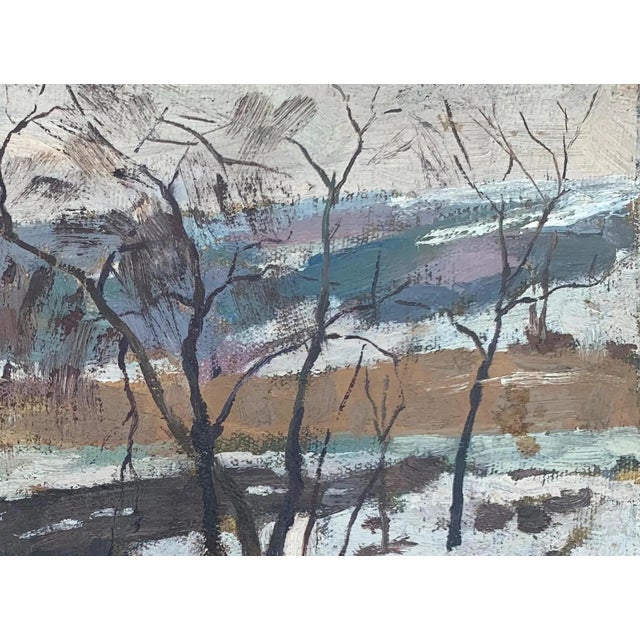 Realism Winter Landscape Oil Painting Original Art Ukrainian Artist Sokolovsky G. 1960s For Sale - Image 3 of 6