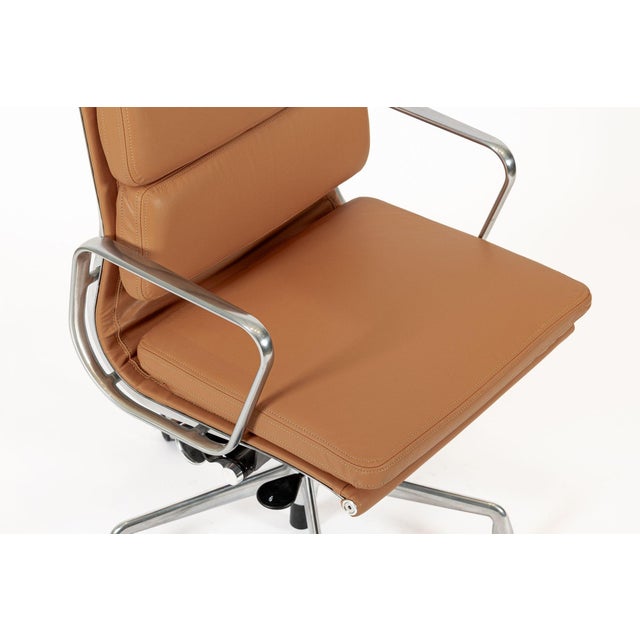 Eames for Herman Miller Aluminum Group Soft Pad Brown Office Chair For Sale - Image 9 of 12