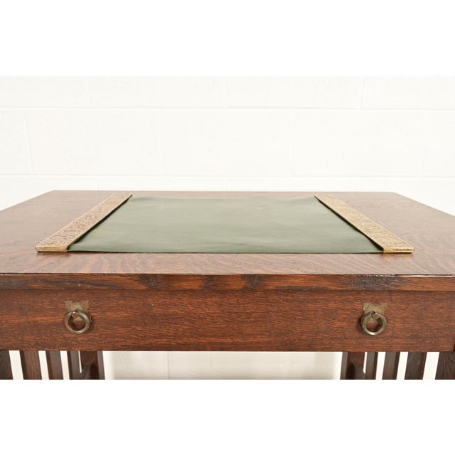 Tiffany Studios Tiffany Studios New York Zodiac Bronze Doré Blotter Ends With Leather Desk Blotter For Sale - Image 4 of 14