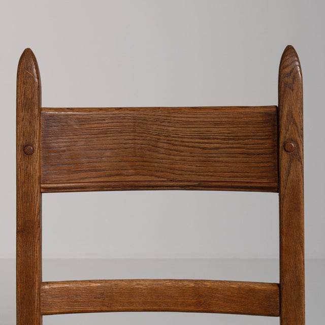 1970-1979 France Weathered Honey Oak Set Of Five Ladder-Back Chairs For Sale - Image 11 of 11