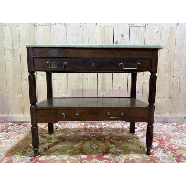 Black Louis XVI Style Mahogany and Marble Side Table For Sale - Image 8 of 8