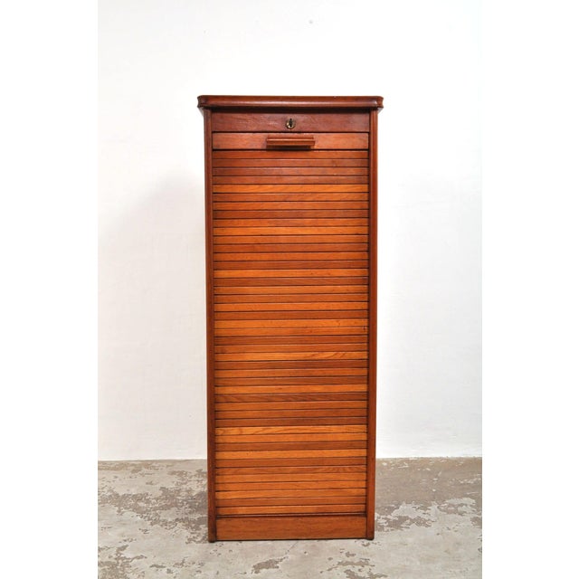 1920s Vintage Roller Door Cabinet in Oak, 1930s For Sale - Image 5 of 10