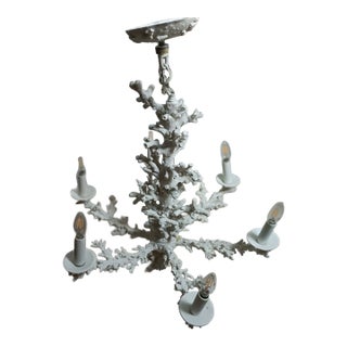 1990s Coastal White Ceramic Reef Chandelier 6 Light For Sale