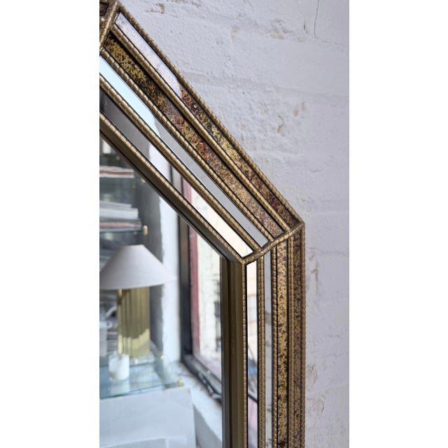 Hollywood Regency Venetian LaBarge Style Octagonal Tortoise Wall Mirror For Sale - Image 3 of 7