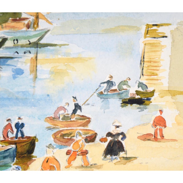 Impressionist 750 Fishermen at the Shore in Concarneau - France Landscape by M. Saint-Guily For Sale - Image 3 of 7