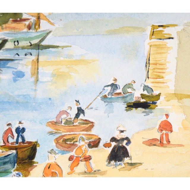 Impressionist Fishermen at the Shore in Concarneau - France Landscape by M. Saint-Guily For Sale - Image 3 of 7