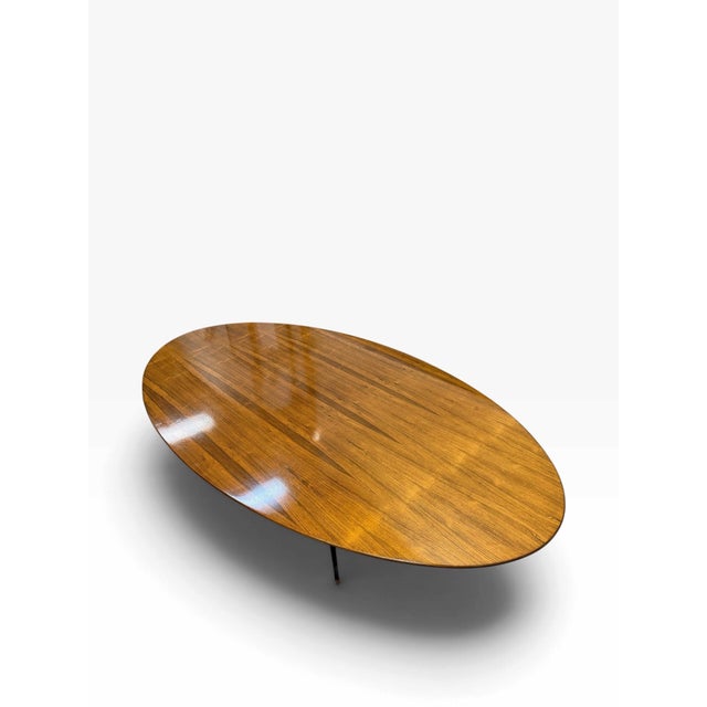 Florence Knoll 1960s Mid-Century Modern Attributed to Florence Knoll Large Oval Rosewood Table Desk (96") For Sale - Image 4 of 11