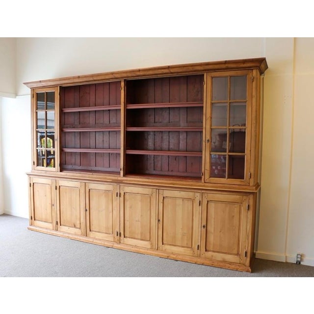 Mid 19th Century Mid 19th Century Massive Architectural Dutch Pine Merchant 6 Door Cabinet With Closed Storage For Sale - Image 5 of 12
