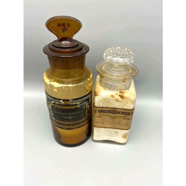 Brown Vintage Pharmacy Bottles, 1920s, Set of 2 For Sale - Image 8 of 10