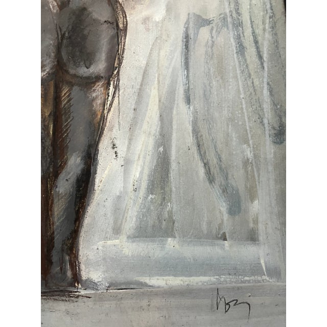 1970’s Vintage Original Female Nude Abstract Expressionist Pastel Drawing For Sale - Image 4 of 4