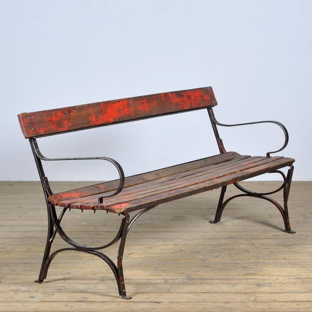 Riveted Iron Park Bench, 1920s For Sale - Image 4 of 14