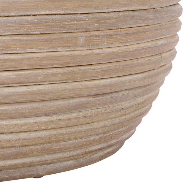 Early 21st Century Hilario Rattan Round Accent Table in Grey White Wash For Sale - Image 5 of 6