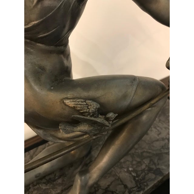 French Art Deco Female Sculpture on Marble For Sale - Image 10 of 13
