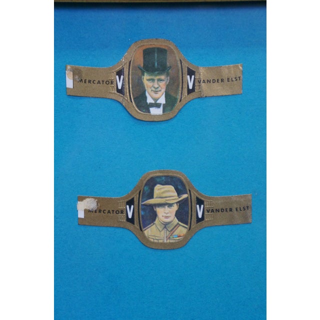 Mid 20th Century Winston Churchill Framed Tobacco Advertising Cigar Band Smoking Ephemera 13" For Sale - Image 9 of 12