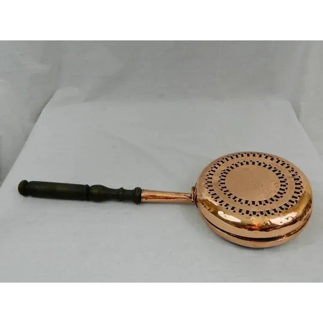 18th Century Brass or Copper Bed Warmers with Wood Handles a Pair