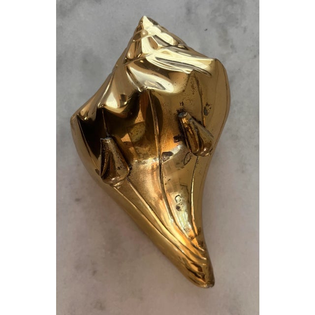 Vintage Large Brass Seashell For Sale - Image 10 of 11