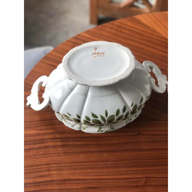 Off-white Vintage Italian Ceramic Lidded Soup Tureen With Ladle-Signed For Sale - Image 8 of 12