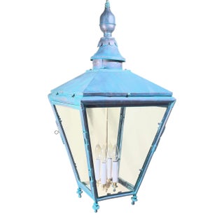 Antique Restored Street Light Converted to Hanging Lantern / Foyer Chandelier For Sale