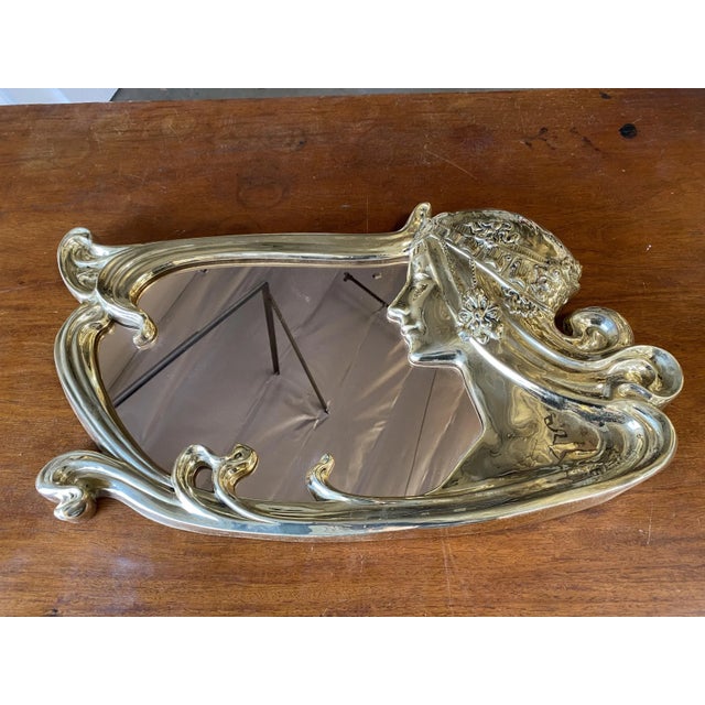 Mid-Century Modern Restored Art Nouveau Figural Female Wall Mirror Signed Charles Emile Jonchery For Sale - Image 3 of 8