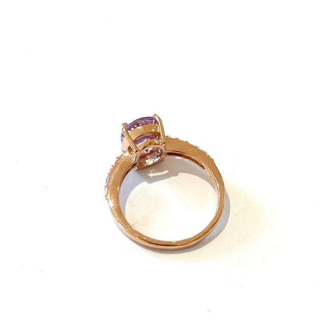 Bochic “Orient” Pink Topaz & White Topaz Solitaire Ring Set In 18K Gold & Silver, Size 7 For Sale - Image 12 of 12
