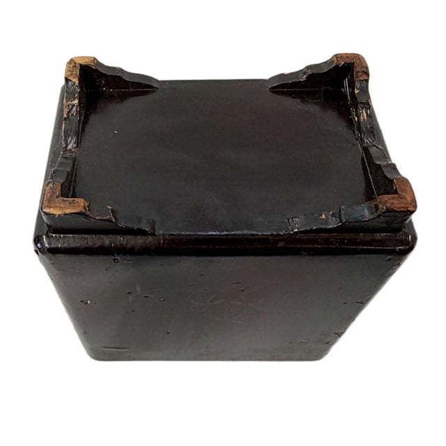 Antique 1895 Meiji Period Japanese Miniature Black Lacquer Tansu Chest Jewelry Box For Sale - Image 11 of 11