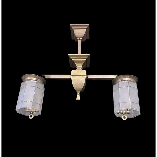 This gas fixture from 1900-1915 is extremely rare! We converted this lamp from gas to fully electric. The solid brass body...