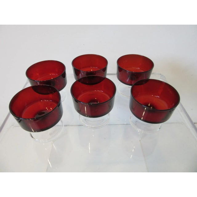 Ruby Red Mid-Century Modern French J. G. Durand Arcoroc Ruby Dessert Glasses - Set of 6 For Sale - Image 8 of 10