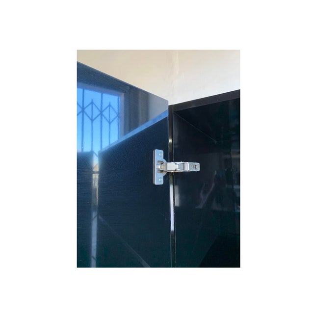 1980s Post Modern Black Lacquer Armoire For Sale In New York - Image 6 of 7