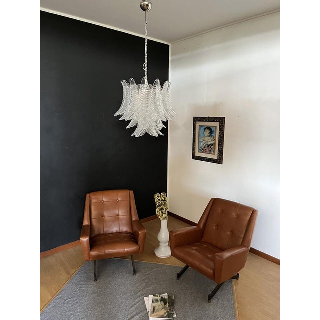 Italian Murano Trasparent Felci Glass Chandelier, 1990 For Sale - Image 6 of 18