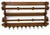 Substantial wall-mounted coat and hat rack in the Arts & Crafts tradition, crafted of hardwood with a warm honey-brown...